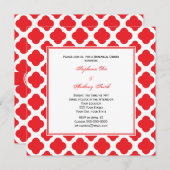 Monogram Red Quatrefoil Pattern Rehearsal Dinner Kaart (Voorkant / Achterkant)