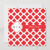 Monogram Red Quatrefoil Pattern Rehearsal Dinner Kaart (Achterkant)