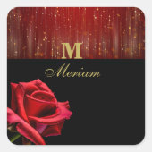 Monogram Red Rose Sticker (Voorkant)
