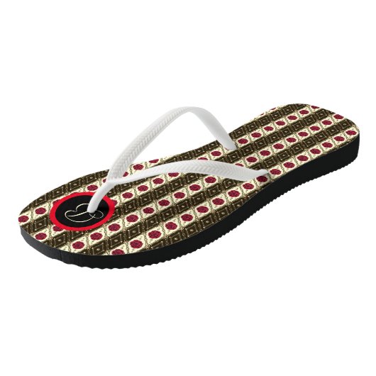 Monogram Red Rose Teenslippers (Schuin)