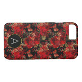 Monogram Red Roses en vlinderpatroonpatroon Case-Mate iPhone Case (Achterkant (Horizontaal))