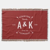 Monogram Red Rustic Arrow Family | bewerkbare kleu Deken (Voorkant)