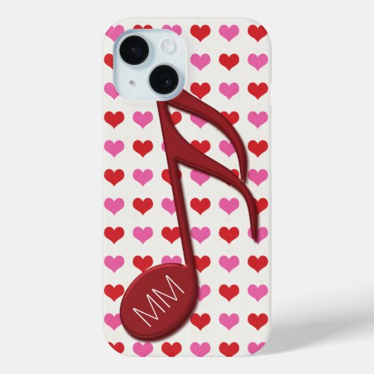 Monogram Red Semi Quaver Love Heart Music Case-Mate iPhone Case (Achterkant)