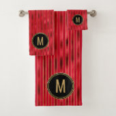 Monogram Red Shimmer Holiday Bad Handdoek (Insitu)