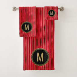 Monogram Red Shimmer Holiday Bad Handdoek