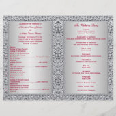 Monogram Red, Silver Foil-LOOK Wedding Programme (Achterkant)