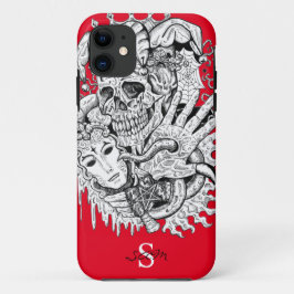 Monogram Red Skeleton Court Jester Hoesje-Mate Pho Case-Mate iPhone Case