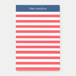 Monogram Red Striped Post-it® Notes