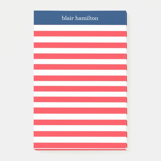 Monogram Red Striped Post-it® Notes (Voorkant)