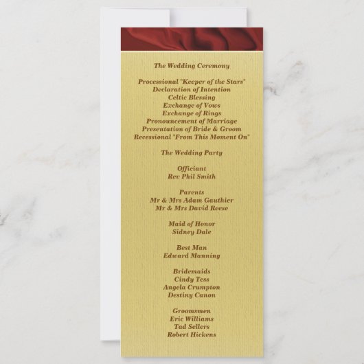 Monogram Red Swirls Wedding Programme Uitnodiging (Achterkant)