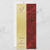 Monogram Red Swirls Wedding Programme Uitnodiging (Voorkant)