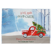 Monogram Red Truck Kerstliefde en Good Cheer Groot Cadeauzakje (Achterkant)