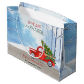 Monogram Red Truck Kerstliefde en Good Cheer Groot Cadeauzakje (Achterkant Gekanteld)