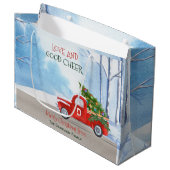Monogram Red Truck Kerstliefde en Good Cheer Groot Cadeauzakje (Voorkant Gekanteld)