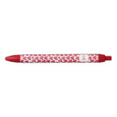 Monogram Red Valentine Heart Pattern Zwarte Inkt Pen (Voorkant)