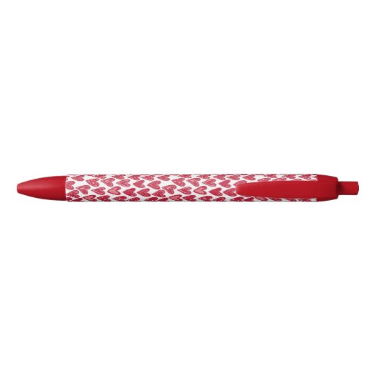 Monogram Red Valentine Heart Pattern Zwarte Inkt Pen (Achterkant)