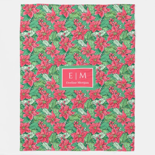 Monogram red watercolor preppy Christmas fleece (Voorkant)