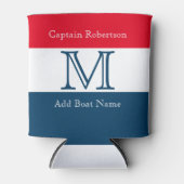MONOGRAM Red White Blue stripe Solid Color Blikjeskoeler (Voorkant)