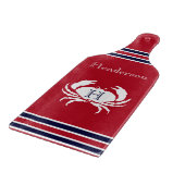 Monogram Red White Navy Blue Crab Nautical Snijplank (Hoek)