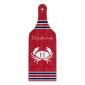 Monogram Red White Navy Blue Crab Nautical Snijplank (Voorkant)