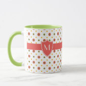 Monogram Red White Polka Dots Ringer Coffee Mok (Links)