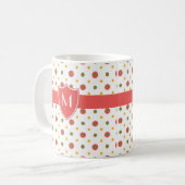 Monogram Red White Polka Dots Ringer Coffee Mok (Voorkant links)