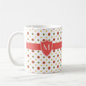 Monogram Red White Polka Dots Ringer Coffee Mok (Links)