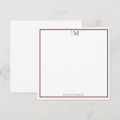 Monogram Red White Professional Elegant Note Kaart Notitiekaartje (Voorkant / Achterkant)