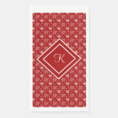 Monogram Red White Snowflake kerstfeestdag Servet (Voorkant)