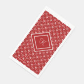 Monogram Red White Snowflake kerstfeestdag Servet (Hoek)