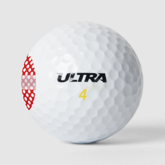 Monogram Red White Trendy Fun Polka Dot Pattern Golfballen (Logo)