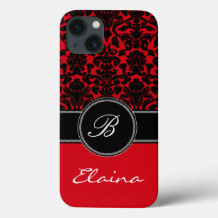 Monogram Red, zwart, witte Damask iPad-luchttas Case-Mate iPhone Case