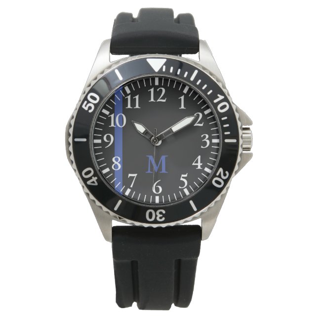 Monogram reeks: De dunne blauwe lijn. Horloge (Voorkant)