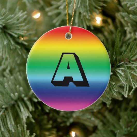 Monogram regenboog aangepast initiaal Kerstmis Keramisch Ornament (Boom)