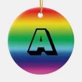 Monogram regenboog aangepast initiaal Kerstmis Keramisch Ornament (Voorkant)