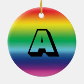 Monogram regenboog aangepast initiaal Kerstmis Keramisch Ornament (Achterkant)