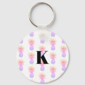 Monogram Regenboog Ananas Tropisch Patroon Sleutelhanger (Voorkant)