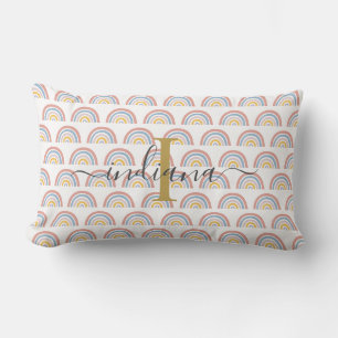Monogram Regenboog Aquarel Boho Schrift Kussen