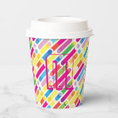Monogram Regenboog Diagonale Lijnen Patroon Pop Ar Papieren Bekers (Achterkant)