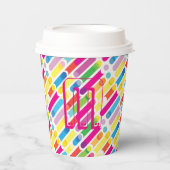 Monogram Regenboog Diagonale Lijnen Patroon Pop Ar Papieren Bekers (Voorkant)