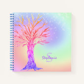 Monogram Regenboog Eenhoorn Kleuren Meisje Notitieboek (Voorkant)