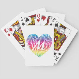 Monogram regenboog hart vingerafdruk pokerkaarten