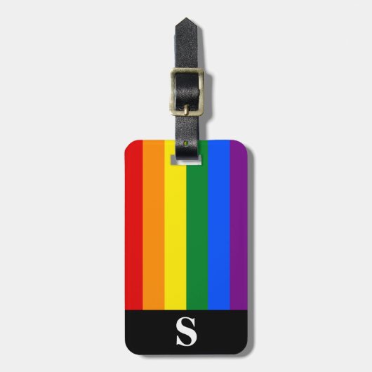 Monogram Regenboog Lesbische Homo Biseksuele Trans Bagagelabel (Voorkant verticaal)
