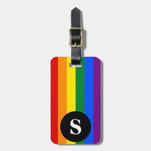 Monogram Regenboog Lesbische Homo Biseksuele Trans Bagagelabel (Voorkant verticaal)