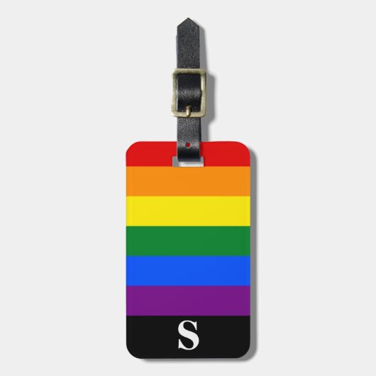 Monogram Regenboog Lesbische Homo Biseksuele Trans Bagagelabel (Voorkant verticaal)