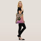 Monogram Regenboog Luipaardprint Chevron Tweekleur Tote Bag (Op model)