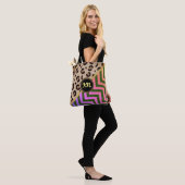 Monogram Regenboog Luipaardprint Chevron Tweetonig Tote Bag (Op model)
