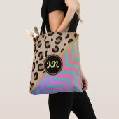 Monogram Regenboog Luipaardprint Chevron Tweetonig Tote Bag (Dichtbij)
