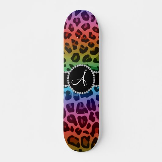 Monogram regenboog luipaardprint cirkel skateboard (Voorkant)