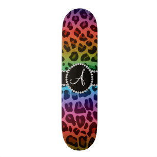 Monogram regenboog luipaardprint cirkel skateboard